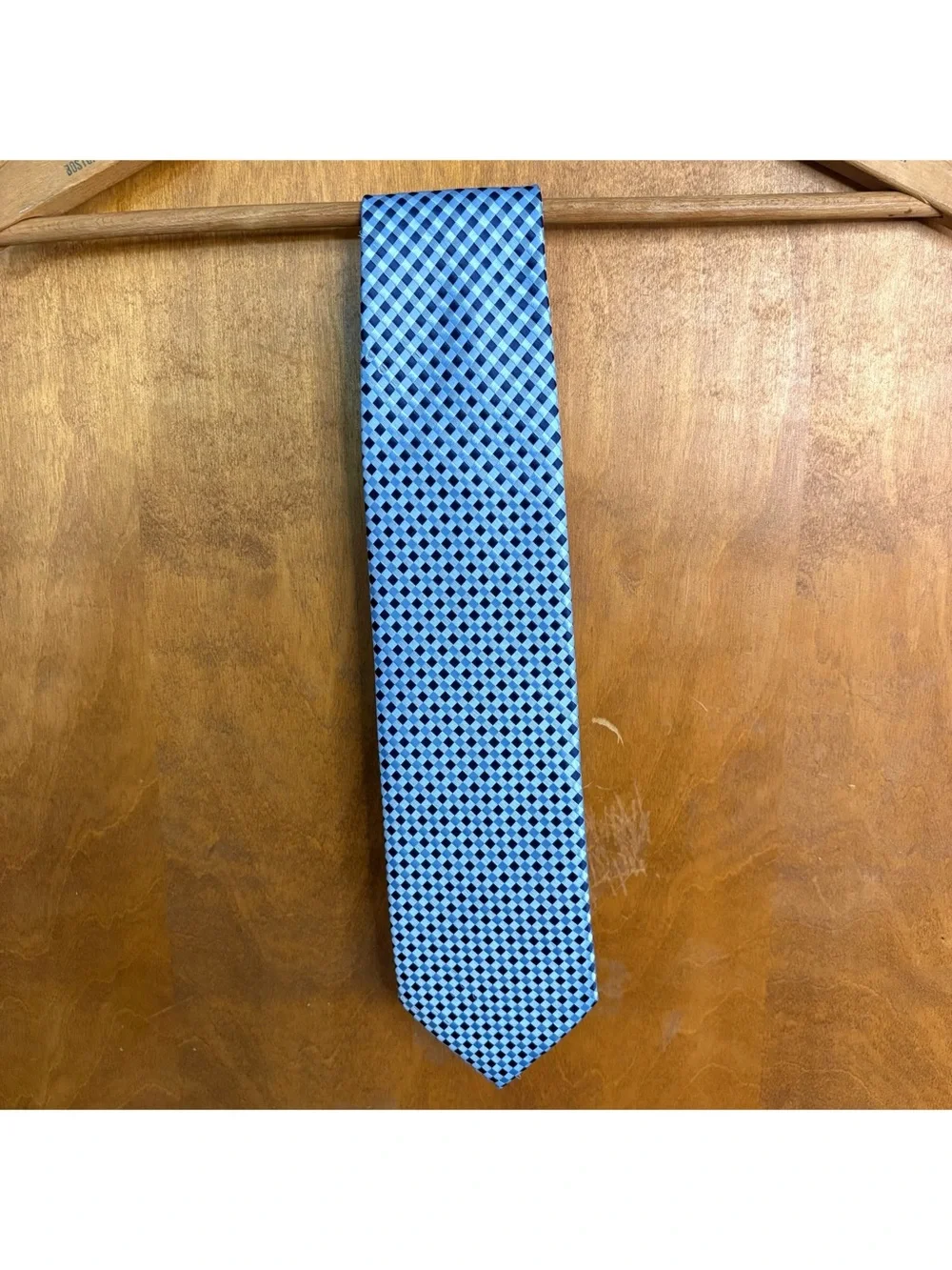 Ermenegildo Zegna Men's 100% Silk Blue Geometric Plaid Dress Tie Formal Check
